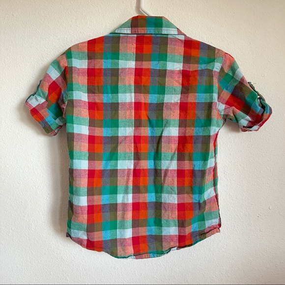 Appaman check plain orange teal sz 3T shirt sleeve button down shirt top - Picture 2 of 2